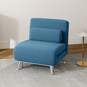 Blue Velvet Feel Single Sleeper Chair Comfortable Space Saving Design by HOMCOM