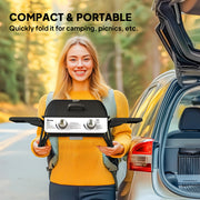 2 Burner Portable Gas BBQ Grill with Folding Side Tables and Thermometer by Outsunny