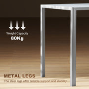 Dining Table for 4 with Easy Clean Glass Top and Steel Frame for Modern Homes Grey AOSOM