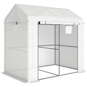 Two-Room Walk-In Greenhouse with Roll-Up Door & Mesh Windows – 140 x 200cm Outsunny
