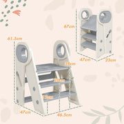 Grey Foldable Adjustable Toddler Tower with Handle and Non-Slip Design by AIYAPLAY