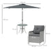 Light Grey 4 Seater Rattan Patio Dining Set with Parasol and Cushions by Outsunny