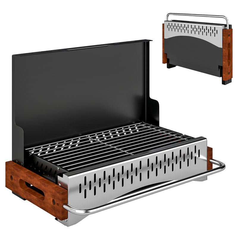 Portable Charcoal BBQ Grill for Easy Outdoor Cooking and Quick Setup Black AOSOM