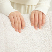 Cream White Teddy Fleece Wingback Rocking Chair with Wooden Base by HOMCOM