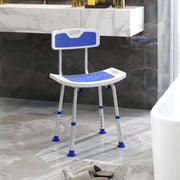 Blue Height Adjustable Shower Chair with Backrest and Anti-Slip Feet by HOMCOM