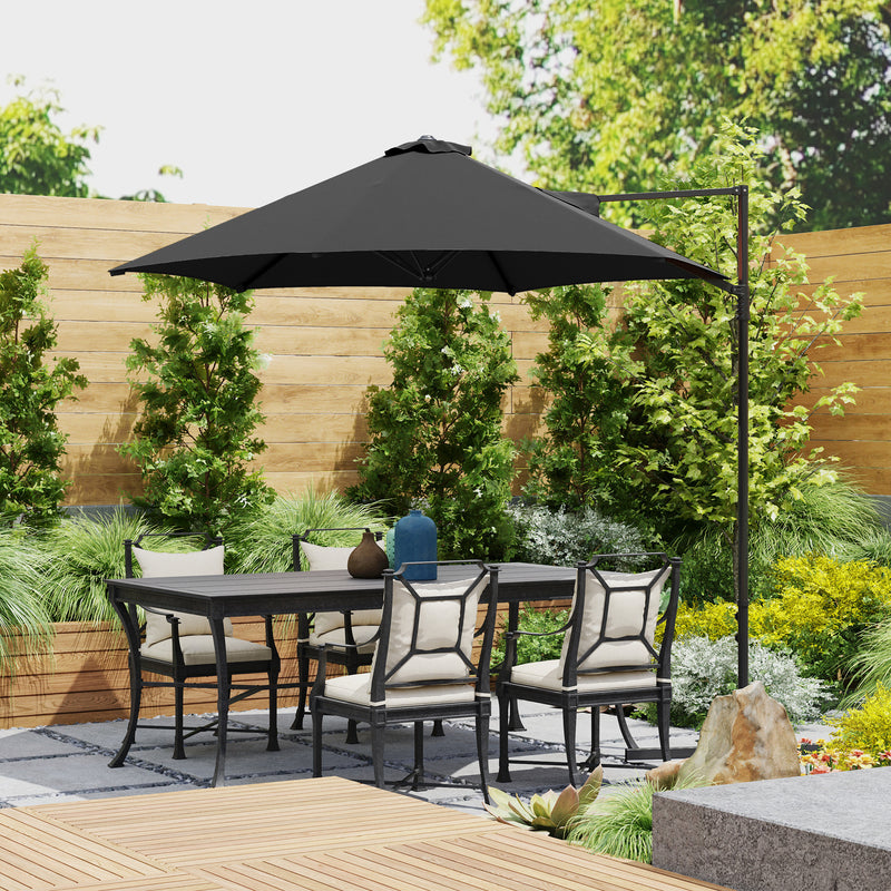 Black 2.5M Cantilever Garden Parasol with 360Â° Rotation and Cross Base by Outsunny