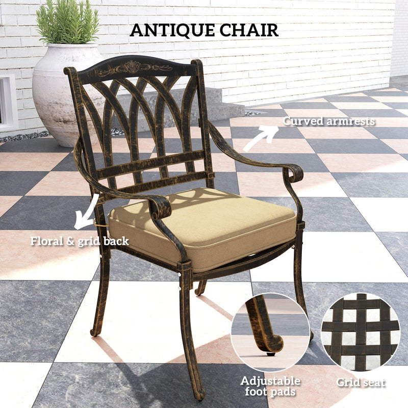 Five Piece Cast Aluminium Garden Dining Set Bronze Tone by Outsunny