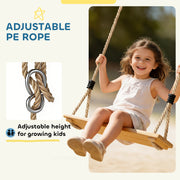 Wooden Garden Swing Set for Children with Adjustable Ropes and Easy Tree Hanging Natural Wood AOSOM
