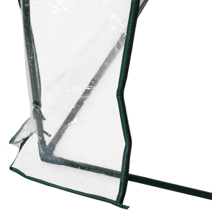 Set of 2 Clear Tunnel Greenhouses with Roll-up Door Steel Frame and Plastic Cover by Outsunny