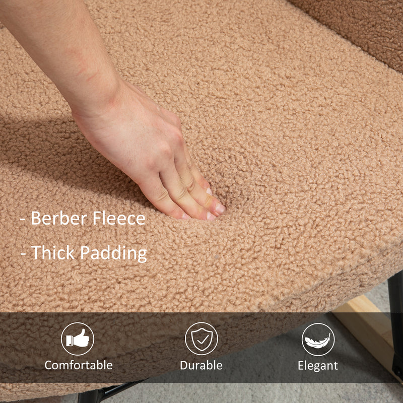 Wingback Rocking Chair Light Brown Soft Fleece for Relaxing Comfort by HOMCOM