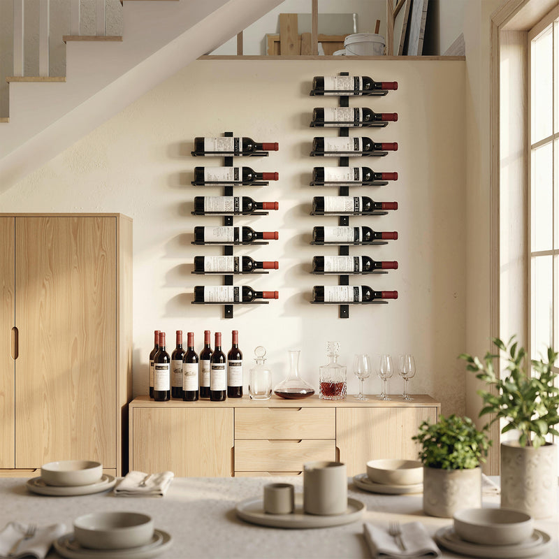 Wall Mounted Wine Rack for 6 Bottles Space Saving Steel Storage Black AOSOM