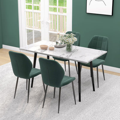 Set of 4 Flannel Tub Dining Chairs with Padded Seats for Lounge or Kitchen Green