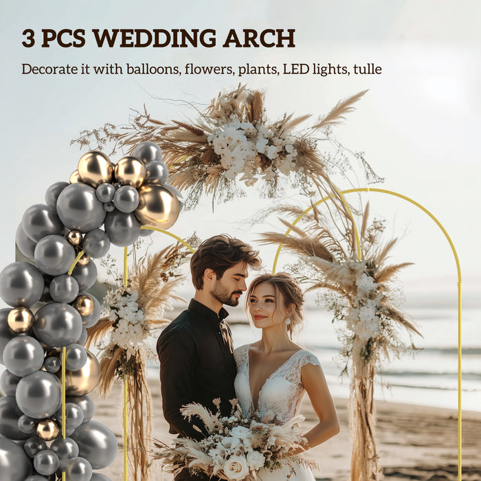 Gold Metal Wedding Arch Frame Set Balloon Backdrop Stand for Parties and Events by Outsunny