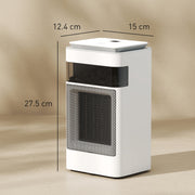 1500W Ceramic Electric Fan Heater With Oscillation and Flame Effect For Bedrooms White