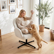 Accent Swivel Chair with Curved Back and Padded Seat for Bedroom or Lounge Cream White Homcom