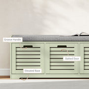 3 Drawer Green Shoe Storage Bench With Cushioned Seat Ideal For Hallway Or Entryway