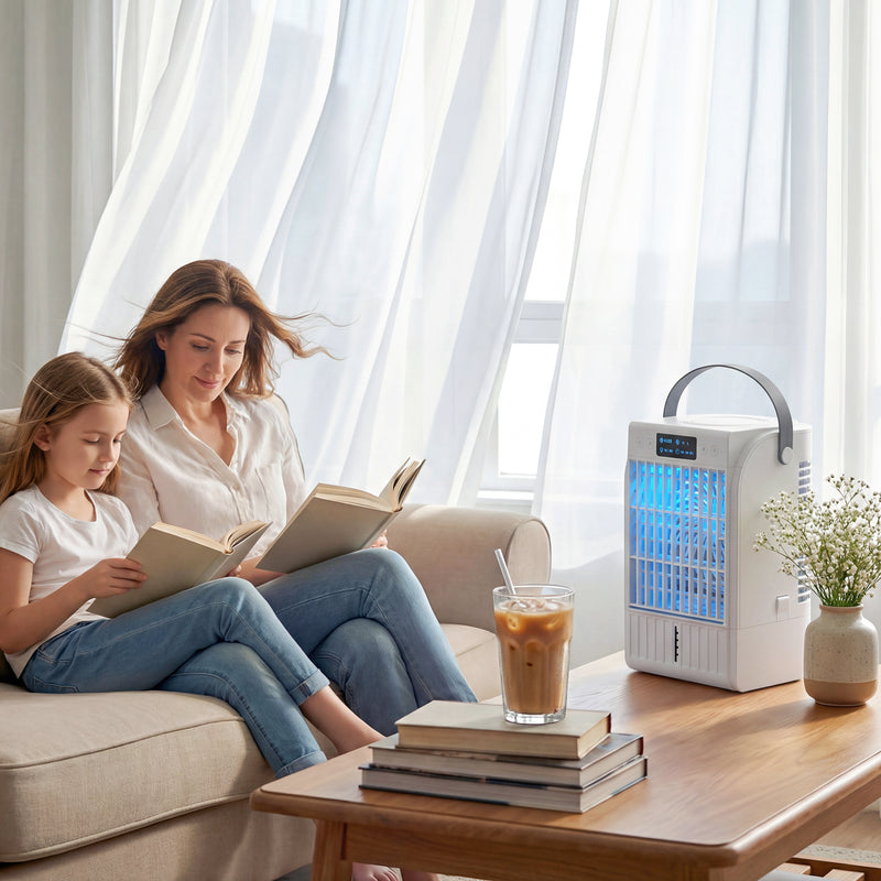 Portable Air Conditioner and Mini Fan with Humidifier for Bedrooms and Offices White AOSOM