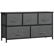 Grey Chest of 5 Fabric Drawers with Wooden Top for Bedroom and Living Room by HOMCOM