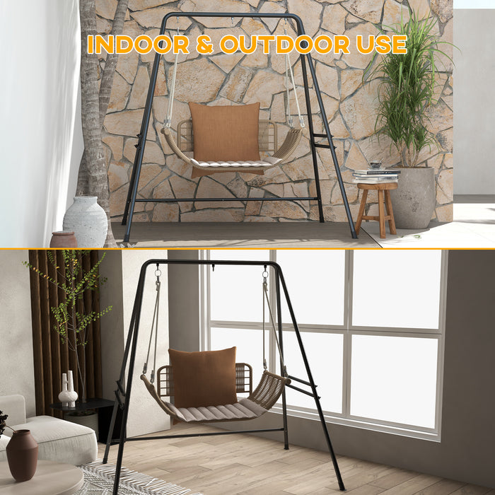 Black Metal Hammock Chair Stand Heavy Duty Frame For Egg Chairs And Porch Swings