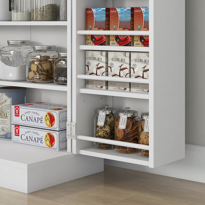 Freestanding Kitchen Storage Cupboard with Adjustable Shelves Ideal for Home Organisation White