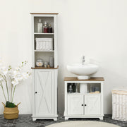 2 Piece Bathroom Furniture Set Tall Cabinet and Under Sink Cupboard Ash Wood Effect by kleankin AOSOM