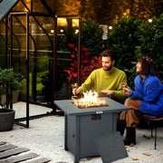 Grey Rattan Style Propane Gas Fire Pit Table 40000 BTU with Cover and Lava Rocks by Outsunny