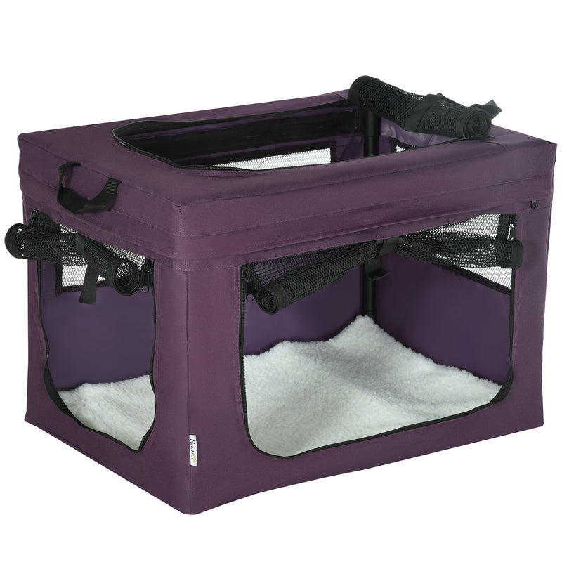 60cm Soft Pet Carrier With Cushion For Small Dogs Ideal For Travel, Purple