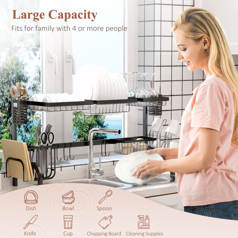 Over Sink Drying Rack 100cm Modular Stainless Steel Space Saving Design by HOMCOM