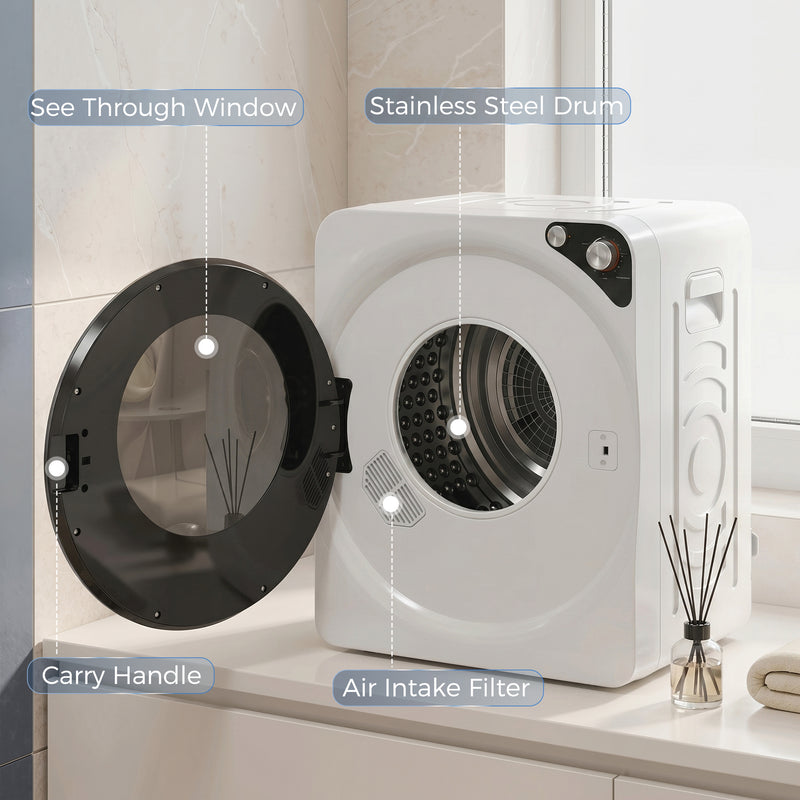 Compact Stackable Tumble Dryer for Small Spaces with Quiet Operation 5 kg White