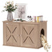 Walnut Brown Cat Litter Box Enclosure with Double Doors and Side Entrance by PawHut