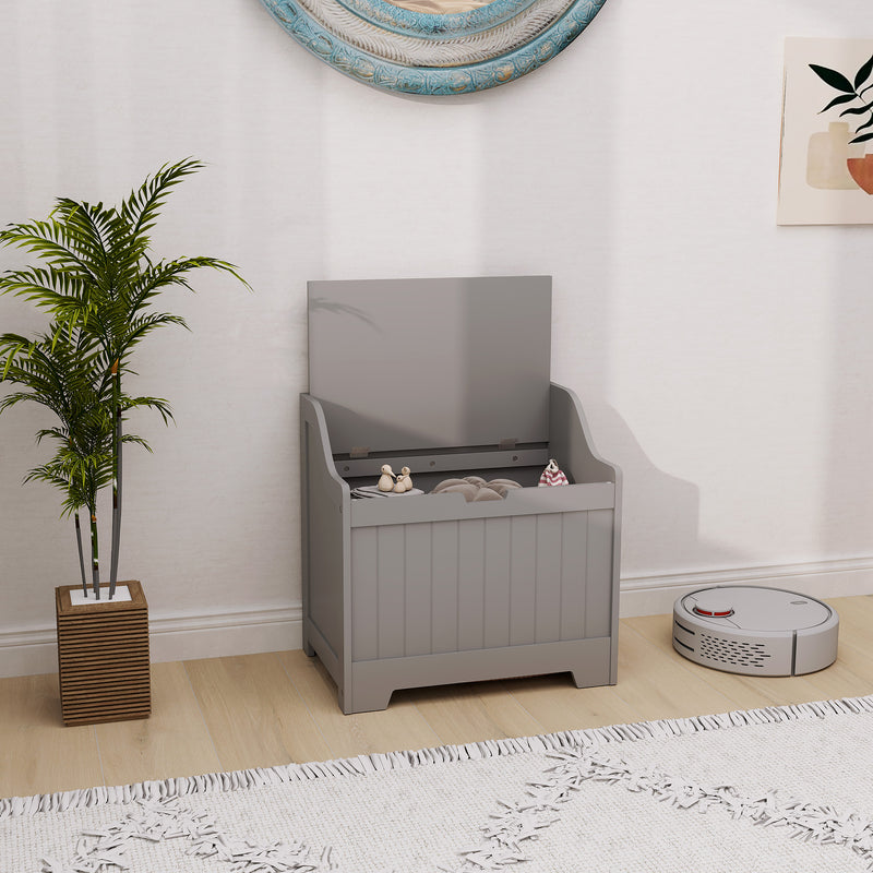 Grey 61L Home Storage Chest With Lift Top Lid And Modern Design By HOMCOM
