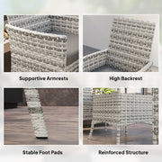 4 Seater Rattan Patio Dining Set With Cushions and Glass Table by Outsunny