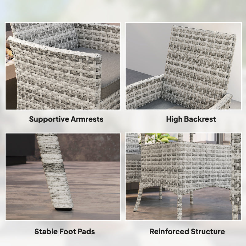 4 Seater Rattan Patio Dining Set With Cushions and Glass Table by Outsunny