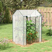 Mini Greenhouse With Roll Up Doors Ventilation And Reinforced Cover For Small Gardens Green AOSOM