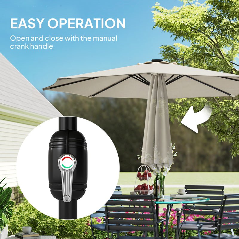 Garden Parasol with Lights and UPF30+ Adjustable Shade for Day and Night Use