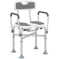 Shower Chair with Padded Seat and Adjustable Height for Safe Bathing Grey White Silver