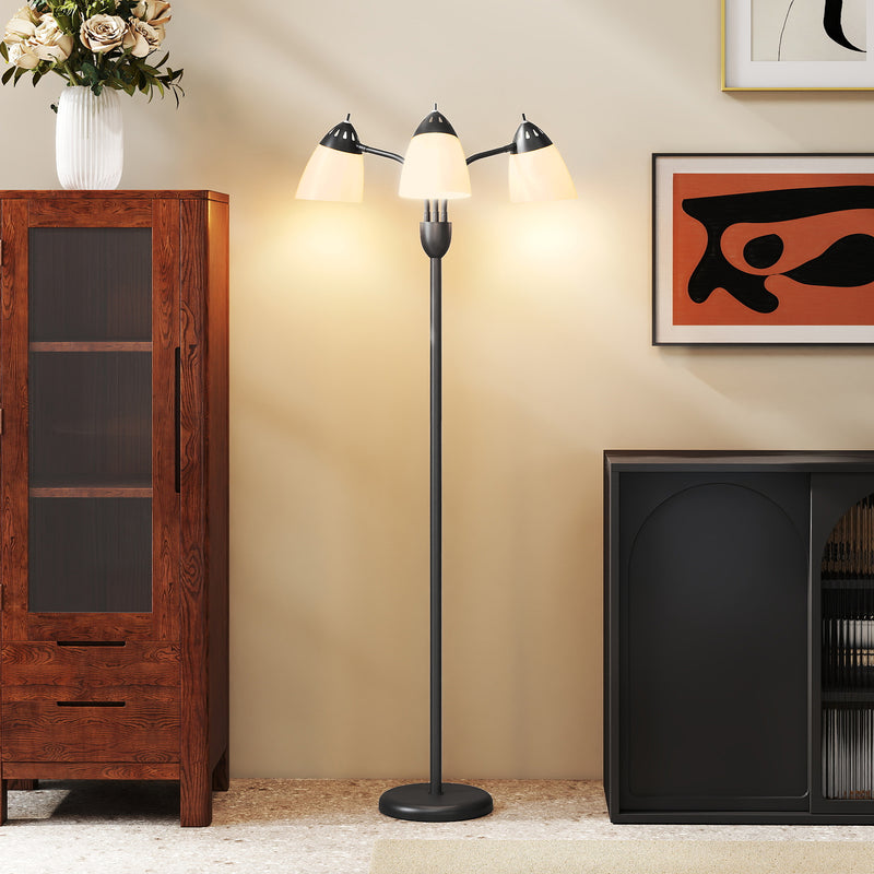 Arc Floor Lamp with 3 Adjustable Lights and Colour Temperature Control for Living Room, Black