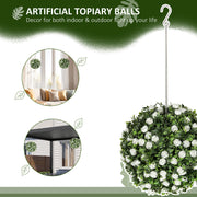 Set of 2 Artificial Topiary Rose Balls 28cm UV Protected Indoor Outdoor Decor by HOMCOM