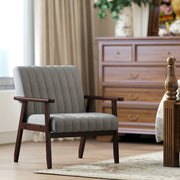 Mid Century Accent Armchair with Wooden Legs Ideal for Living Rooms and Bedrooms Grey