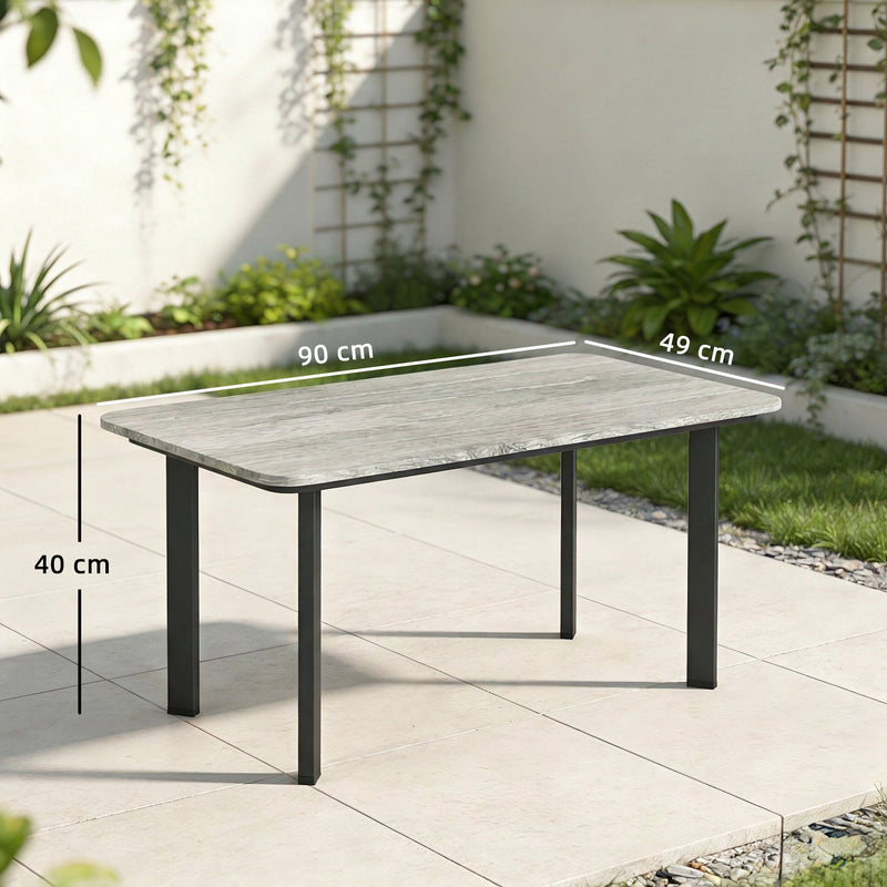 Outdoor Coffee Table with Weatherproof Composite Top for Garden or Patio Use Grey Outsunny