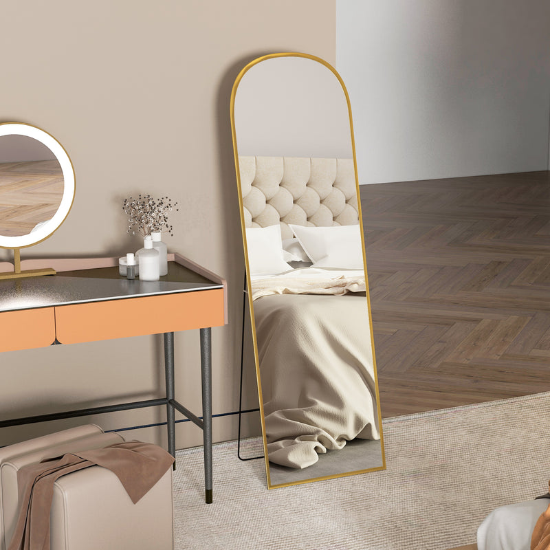Gold Full Length Standing Mirror with Aluminium Frame Ideal for Bedroom or Dressing Room