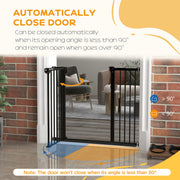 Extra Wide Adjustable Dog Safety Gate for Doorways and Stairs 74 to 94cm Black