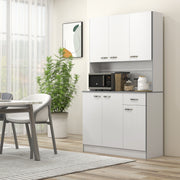 Freestanding Kitchen Storage Cabinet With Drawer And Adjustable Shelves For Dining Room White
