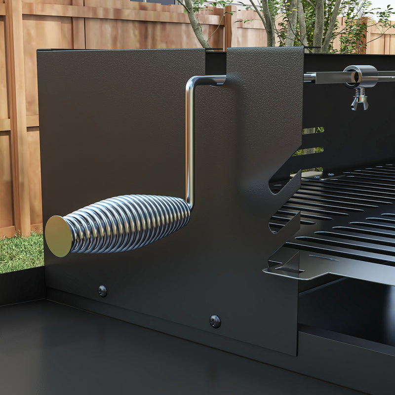 Charcoal Rotisserie BBQ Grill Roaster With Adjustable Grate And Side Shelves For Chicken