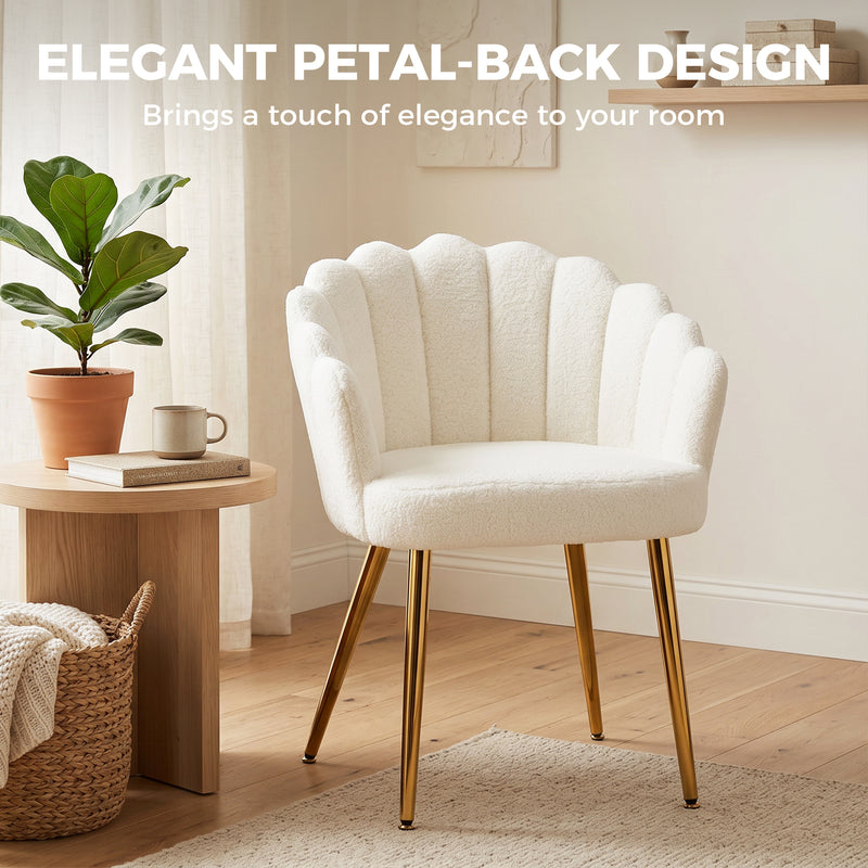 Bedroom Accent Chair with Soft Faux Lamb Wool and Supportive Back for Relaxing Cream