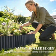 Metal Lawn Edging for Easy Flexible Garden Borders and Neat Flower Beds Dark Grey AOSOM