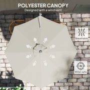 Light Grey 3m Wall Mounted Garden Parasol with Easy Crank Handle for Shade by Outsunny