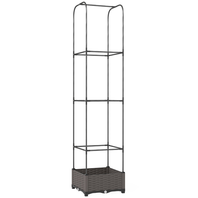 Raised Garden Bed with Trellis for Easy Plant Care on Patios and Balconies Black Outsunny