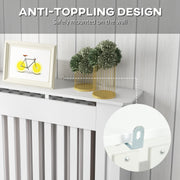 White Slatted MDF Radiator Cover Cabinet With Lined Grill Ideal For Stylish Heating