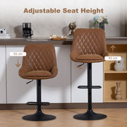 Set of 2 Retro Bar Stools with Comfy Faux Leather Ideal for Kitchen or Home Bar Orange AOSOM